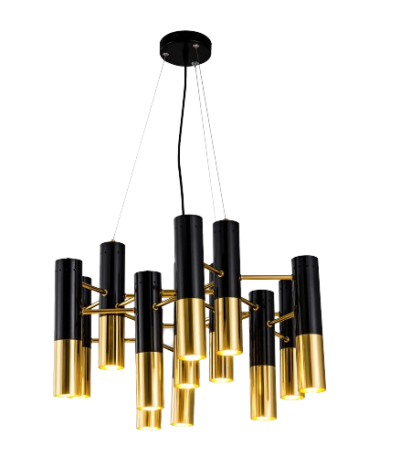 Cristina-Sputnik Metal Gold and Black LED Chandelier
