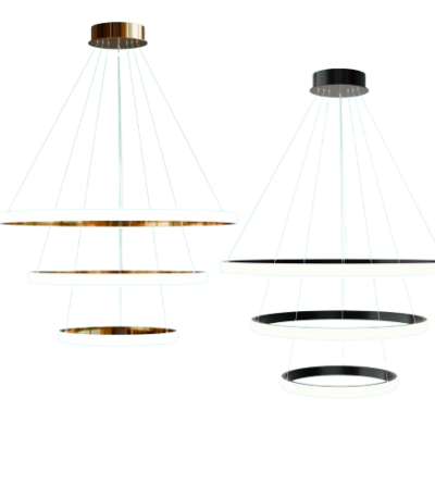 Led Chandelier with 3 Rings -Black